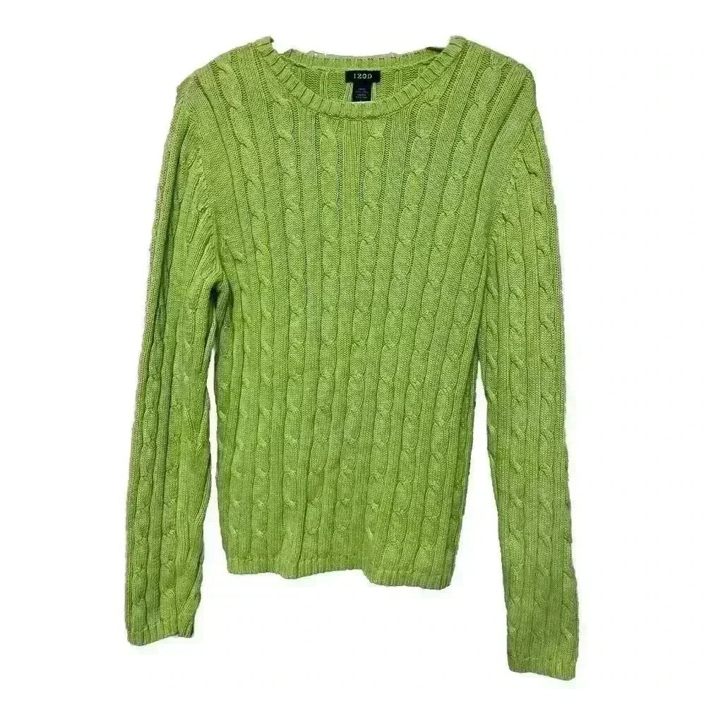 Izod Green Cable Knit Sweater